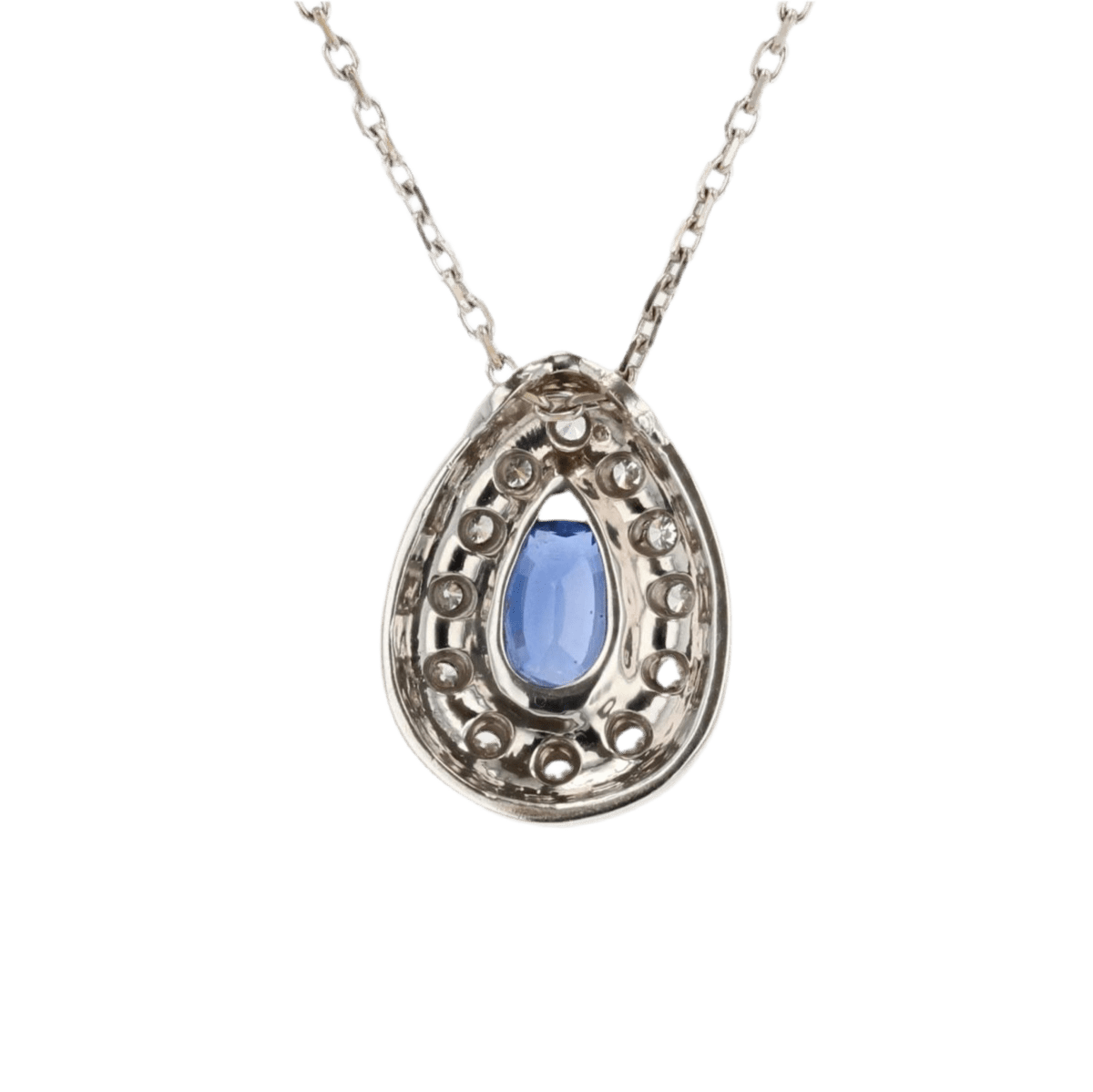 Collier Pendentif en or blanc, saphir et diamants - Castafiore