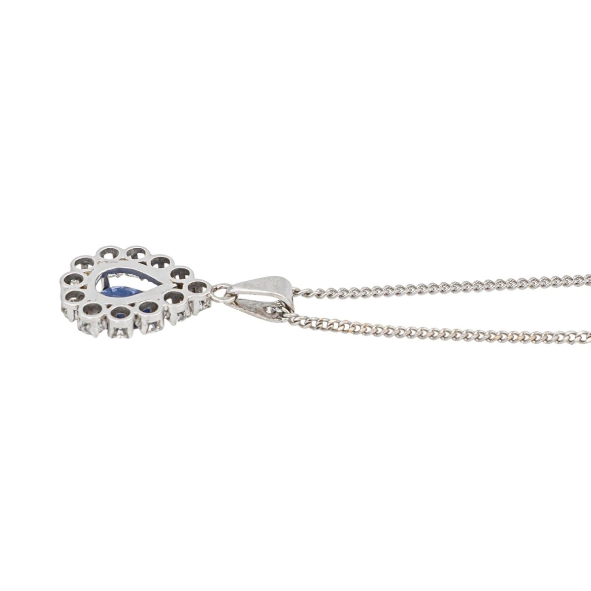 Collier Pendentif en or blanc, saphir et diamants - Castafiore