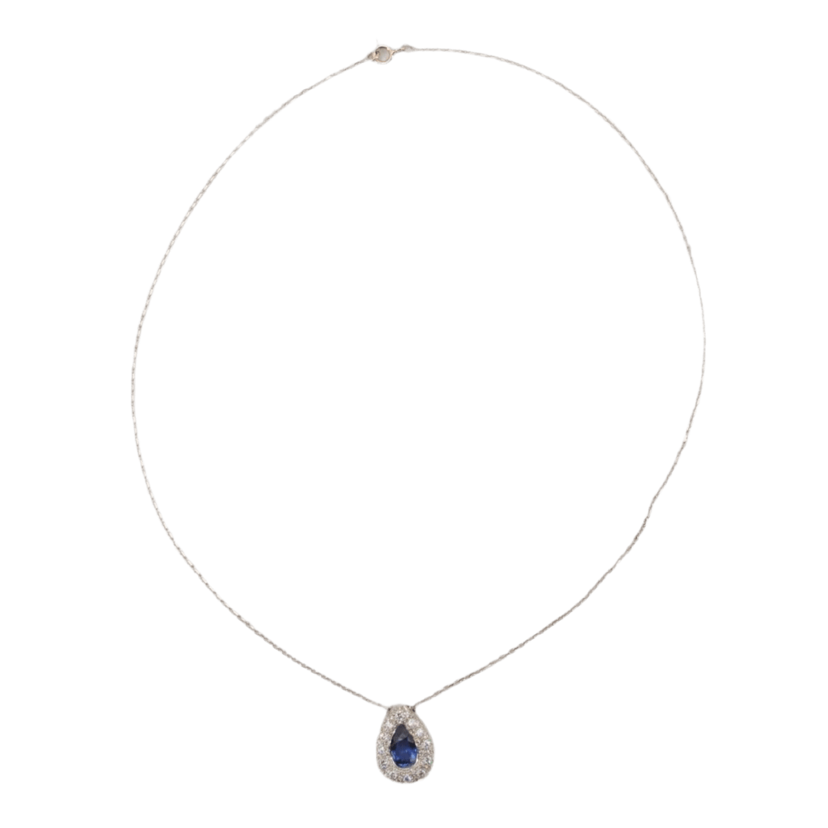 Collier Pendentif en or blanc, saphir et diamants - Castafiore