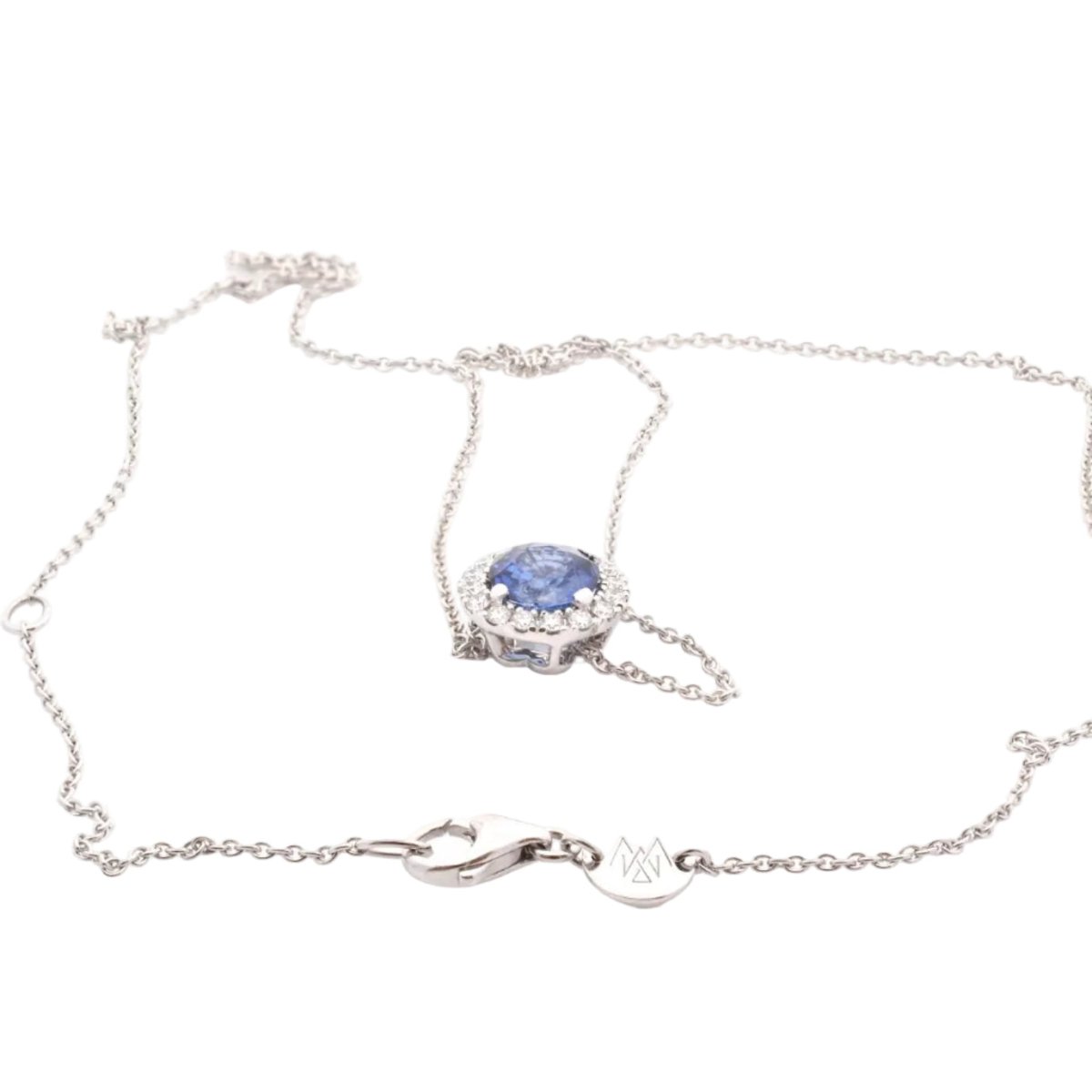 Collier Pendentif en or blanc, saphir et diamants - Castafiore