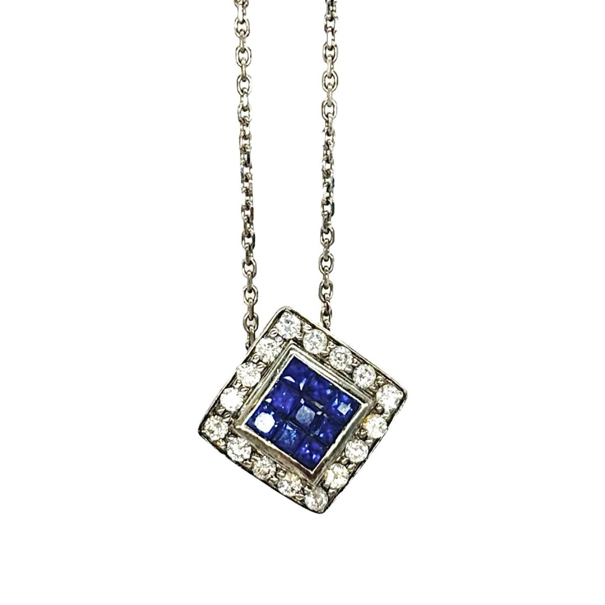 Collier Pendentif en or blanc, saphirs et diamants - Castafiore