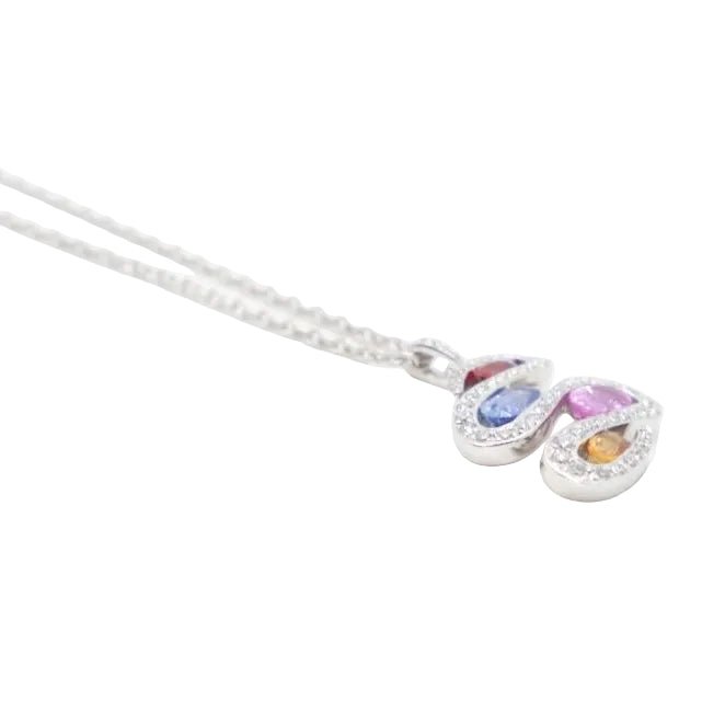 Collier Pendentif en or blanc, saphirs et diamants - Castafiore