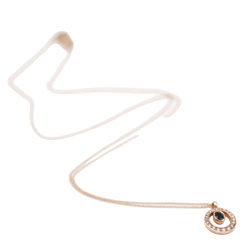 Collier Pendentif en or bleu, saphir et diamants - Castafiore