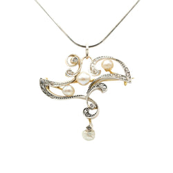 Collier Pendentif en or jaune, argent et diamants - Castafiore
