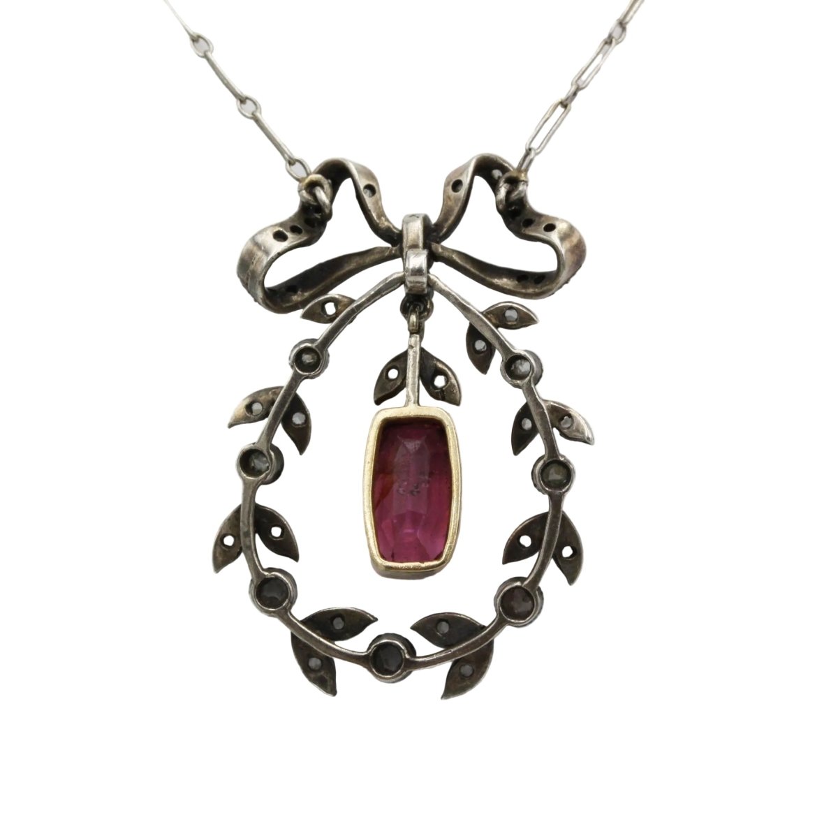 Collier Pendentif en or jaune, argent, platine, tourmaline et diamants - Castafiore