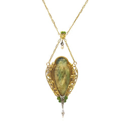 Collier Pendentif en or jaune, diamants, et perles - Castafiore