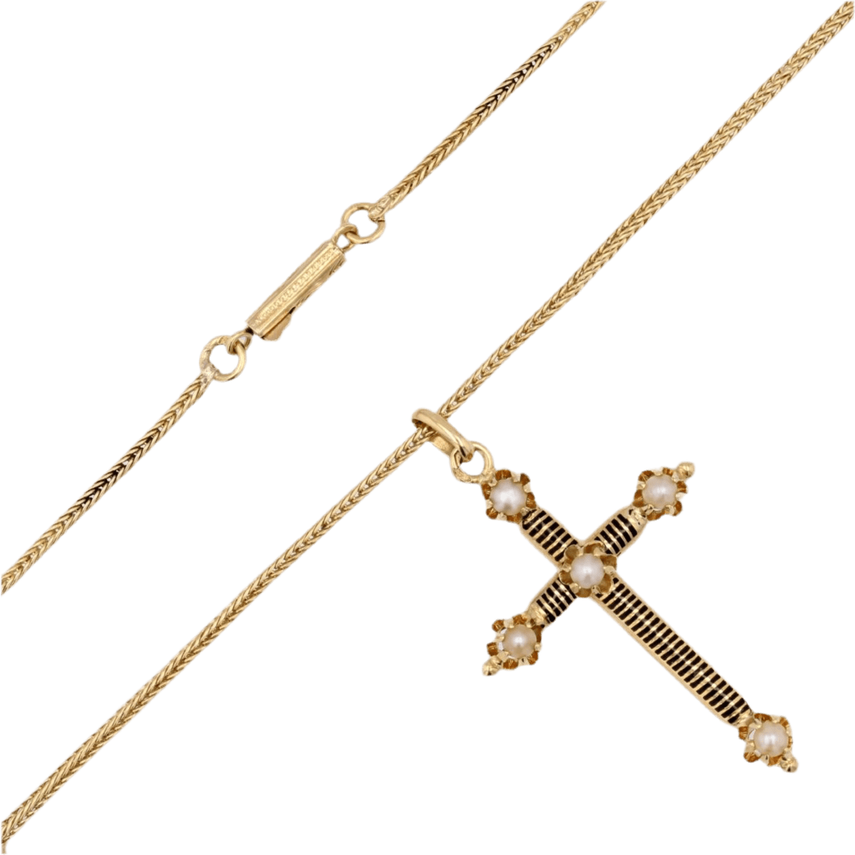 Collier Pendentif en or jaune, émail et perles - Castafiore