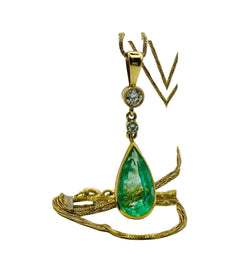 Collier Pendentif en or jaune, émeraude et diamants - Castafiore