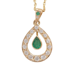 Collier pendentif en or jaune, émeraude et diamants - Castafiore