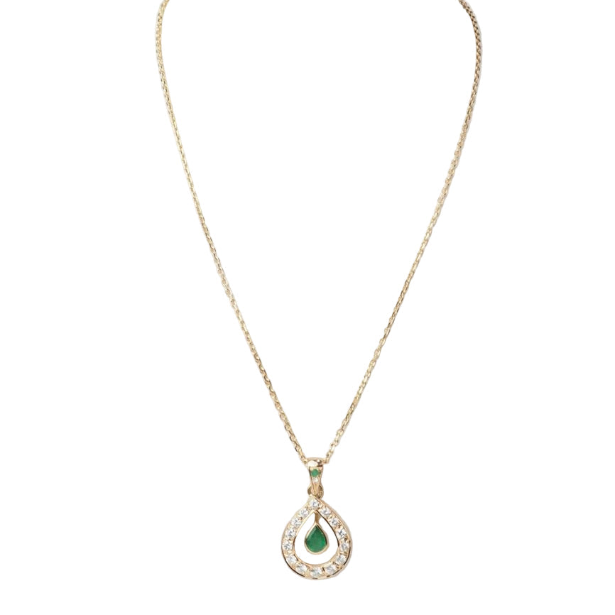 Collier pendentif en or jaune, émeraude et diamants - Castafiore