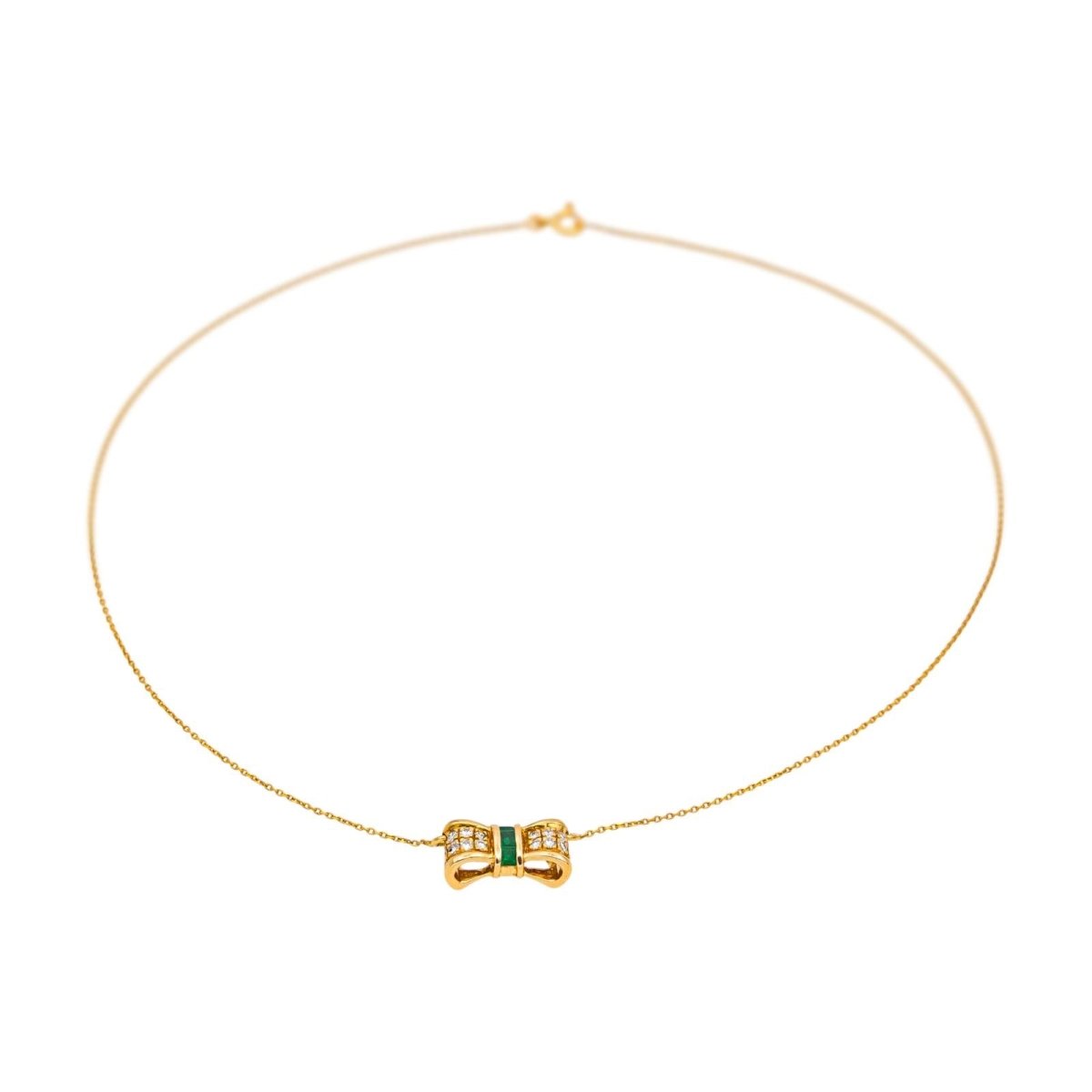 Collier Pendentif en or jaune, émeraudes et diamants - Castafiore