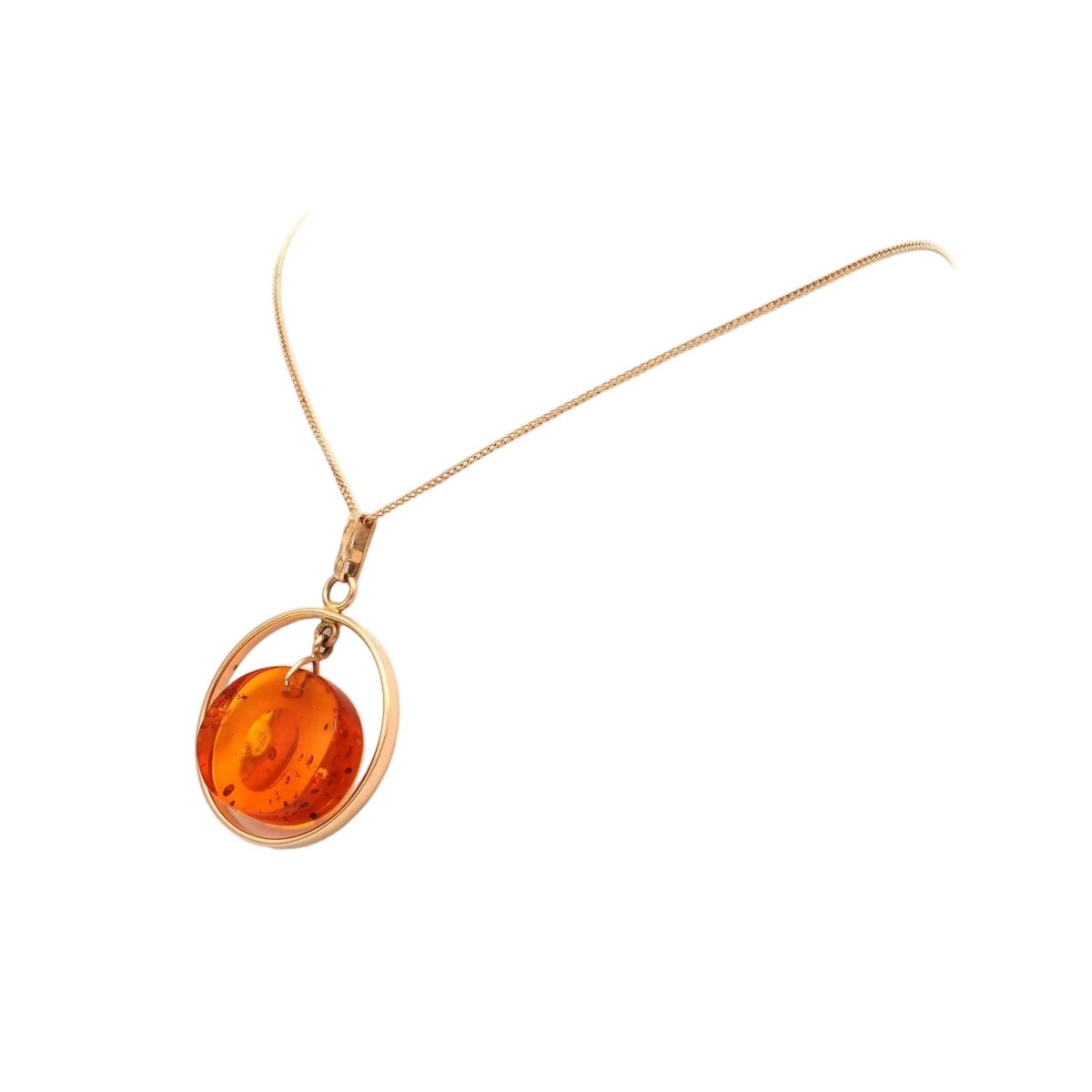 Collier Pendentif en or jaune et ambre - Castafiore