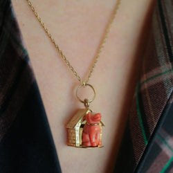 Collier Pendentif en or jaune et corail - Castafiore