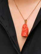 Collier Pendentif en or jaune et corail orange - Castafiore