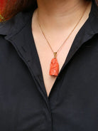 Collier Pendentif en or jaune et corail orange - Castafiore