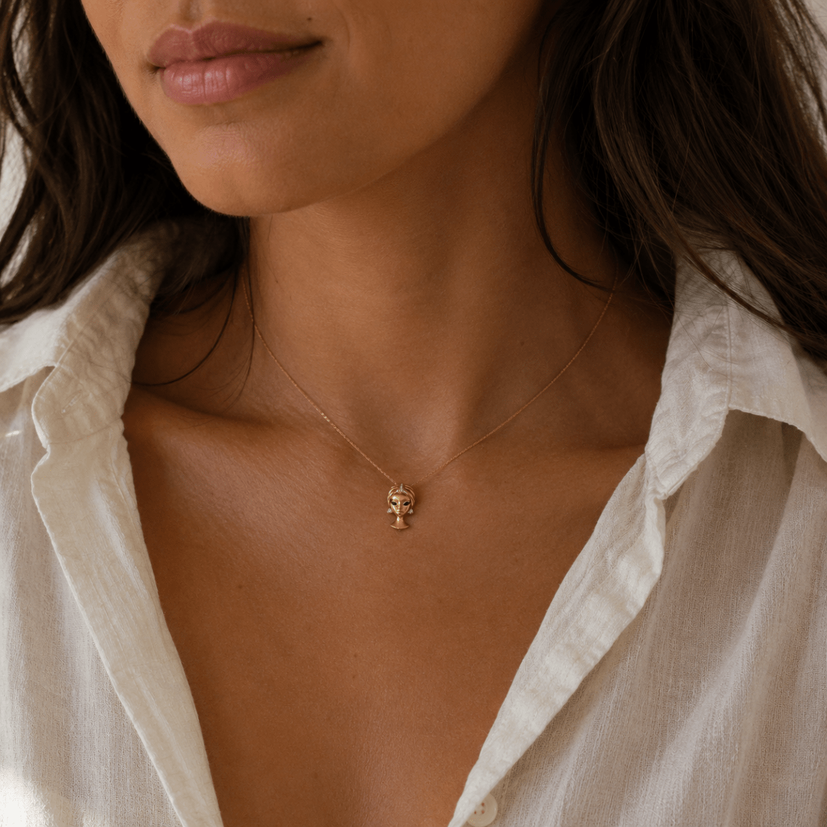 Collier Pendentif en or jaune et diamants - Castafiore