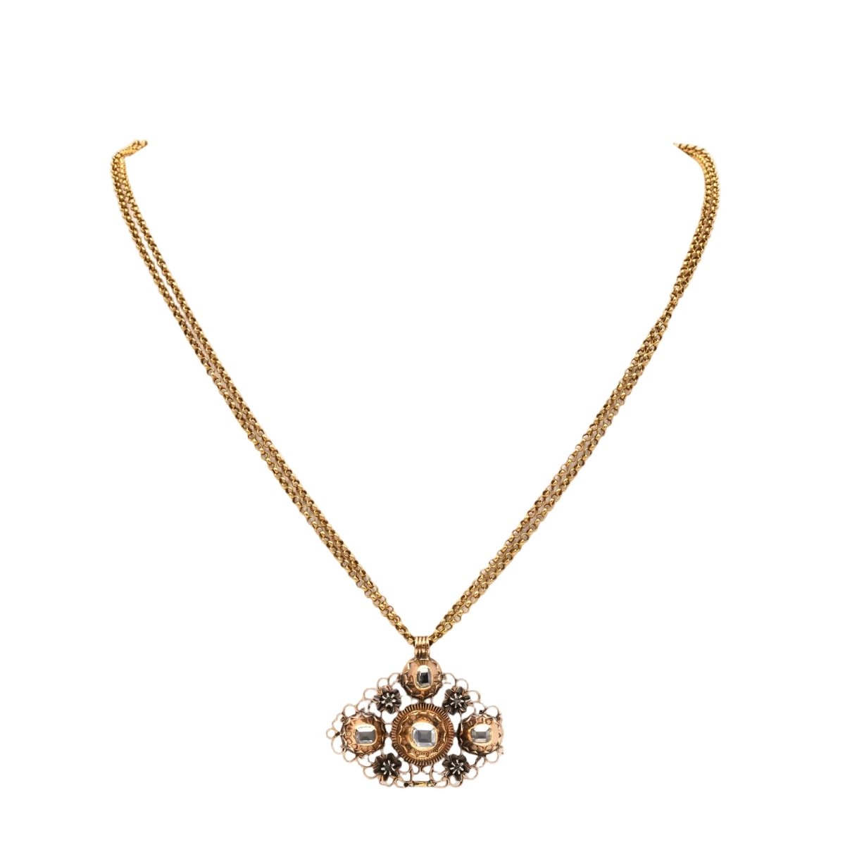Collier Pendentif en or jaune et diamants - Castafiore