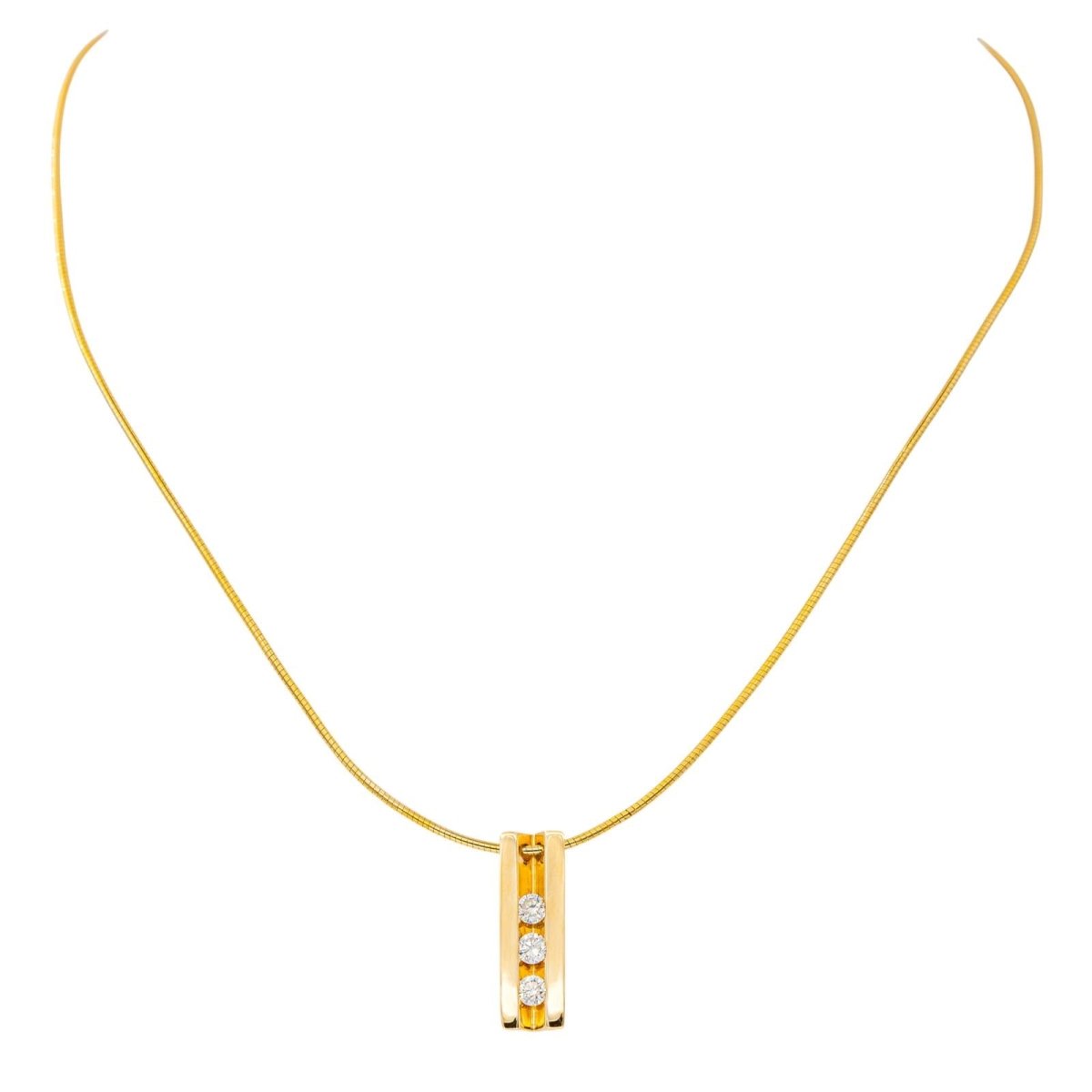 Collier Pendentif en or jaune et diamants - Castafiore