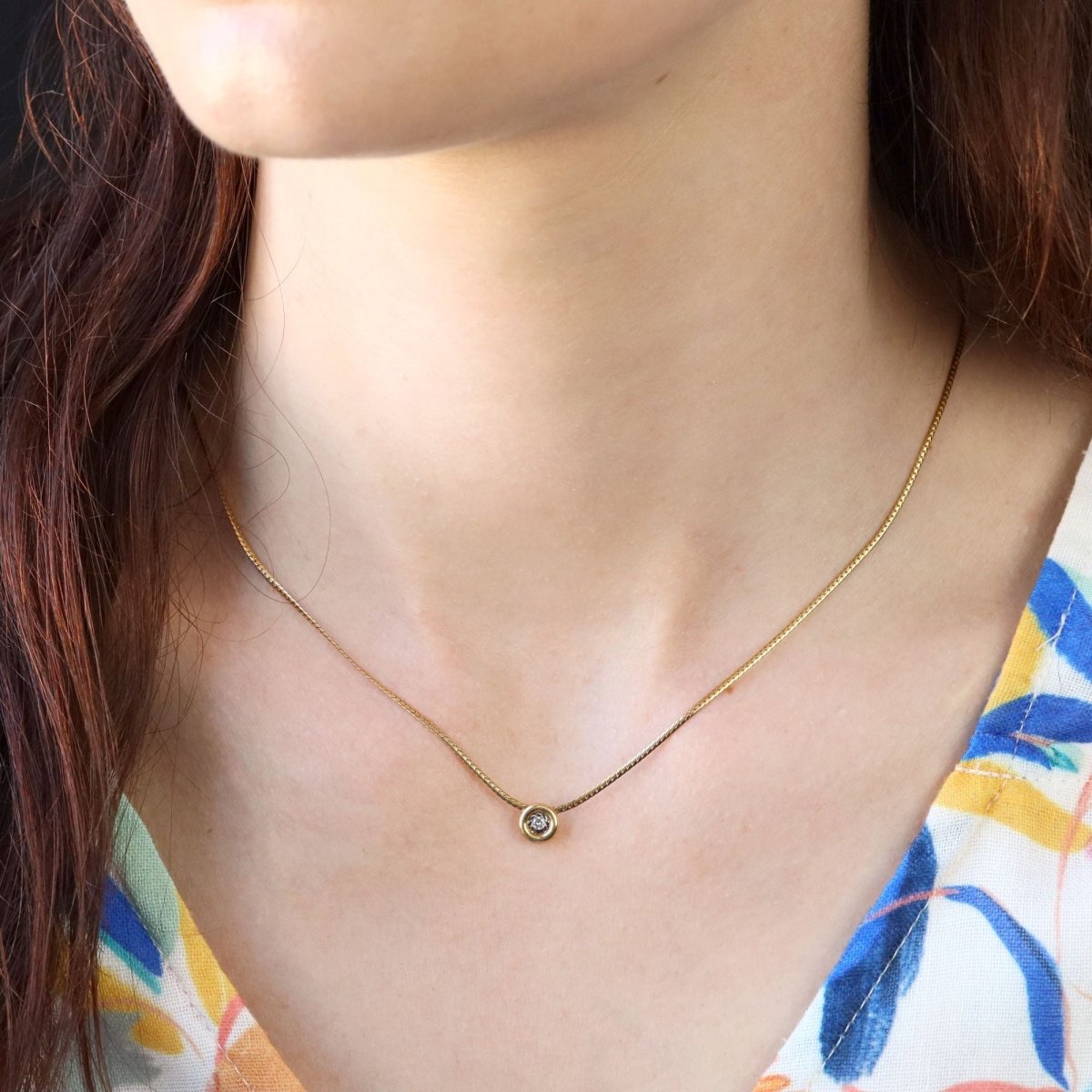 Collier Pendentif en or jaune et diamants - Castafiore