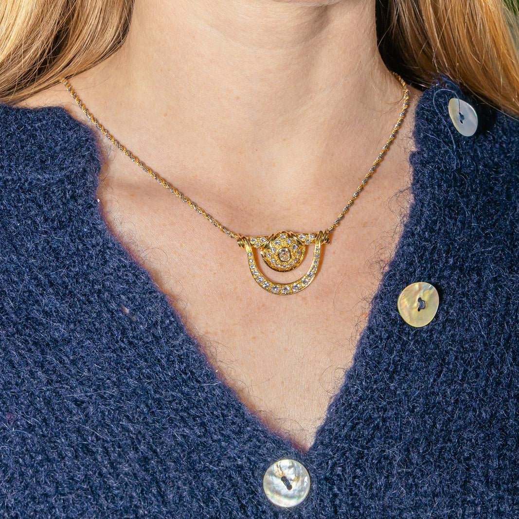 Collier Pendentif en or jaune et diamants - Castafiore