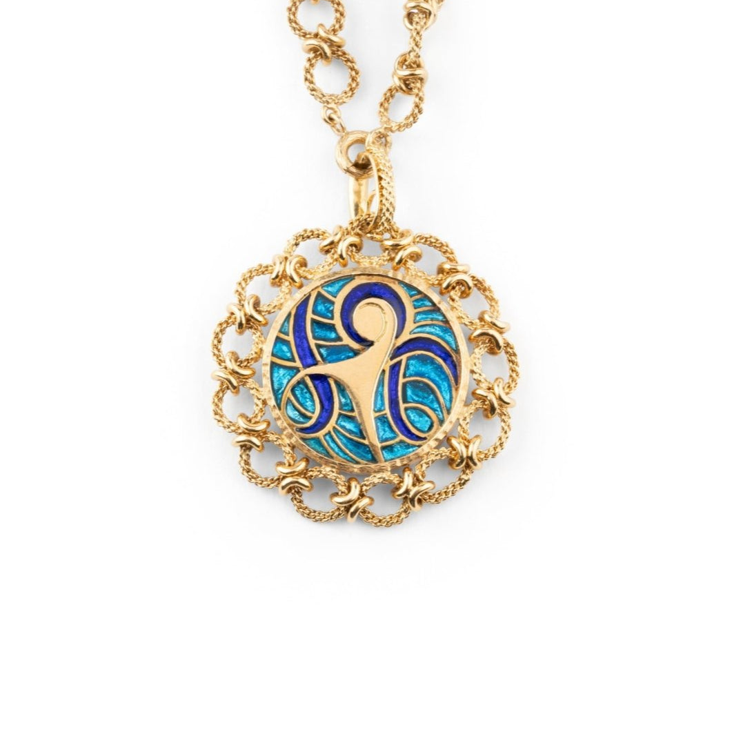 Collier Pendentif en or jaune et émail - Castafiore