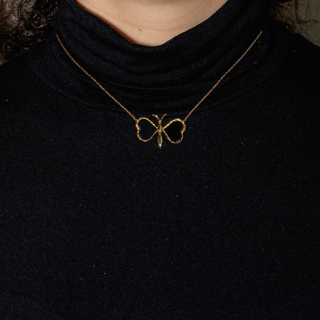 Collier Pendentif en or jaune et onyx - Castafiore