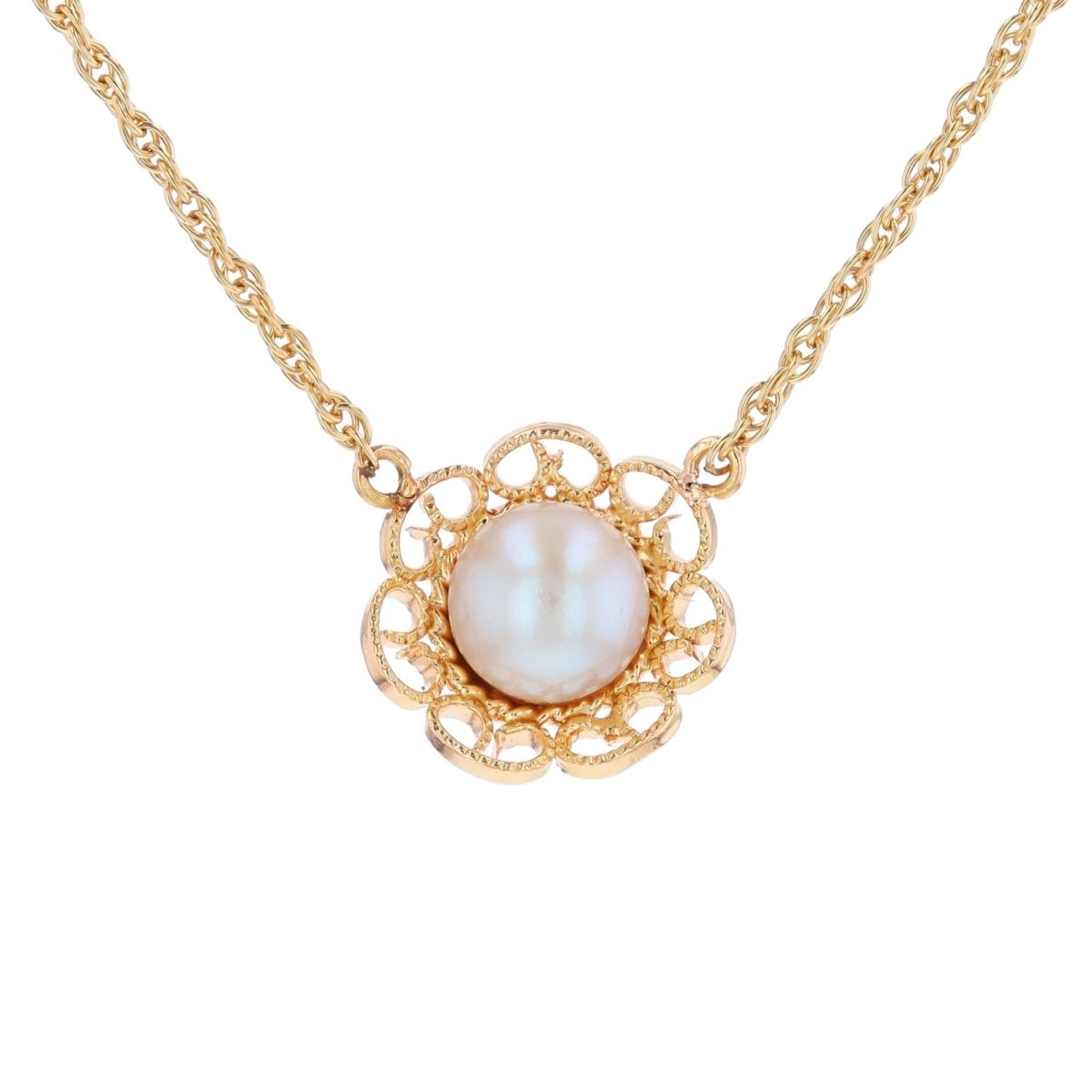 Collier Pendentif en or jaune et perle - Castafiore
