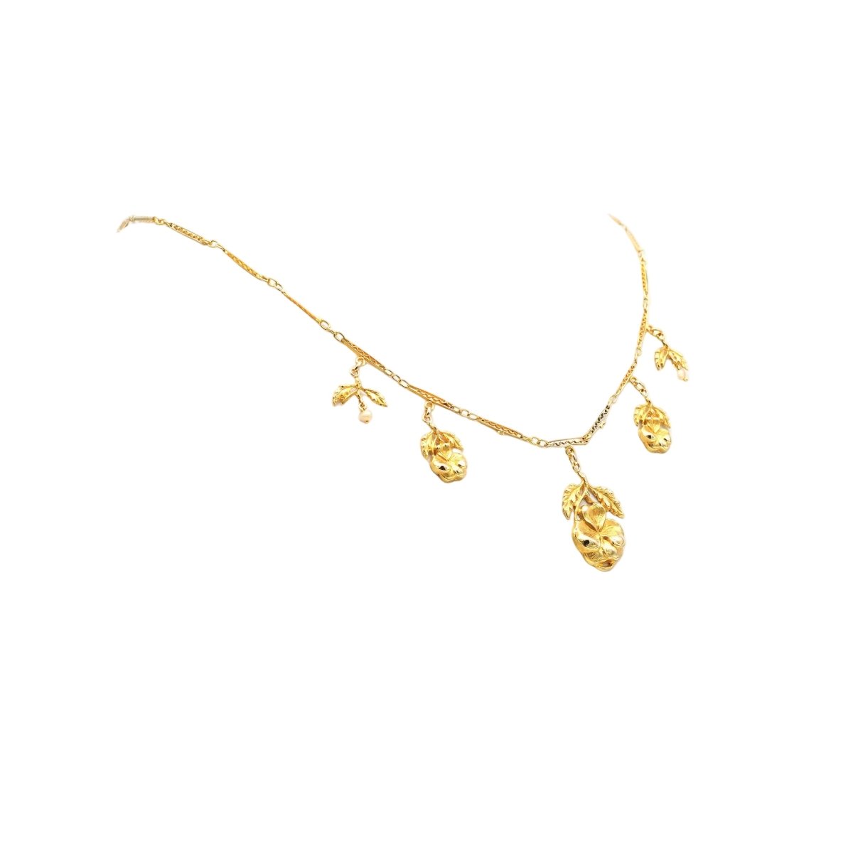 Collier Pendentif en or jaune et perles - Castafiore