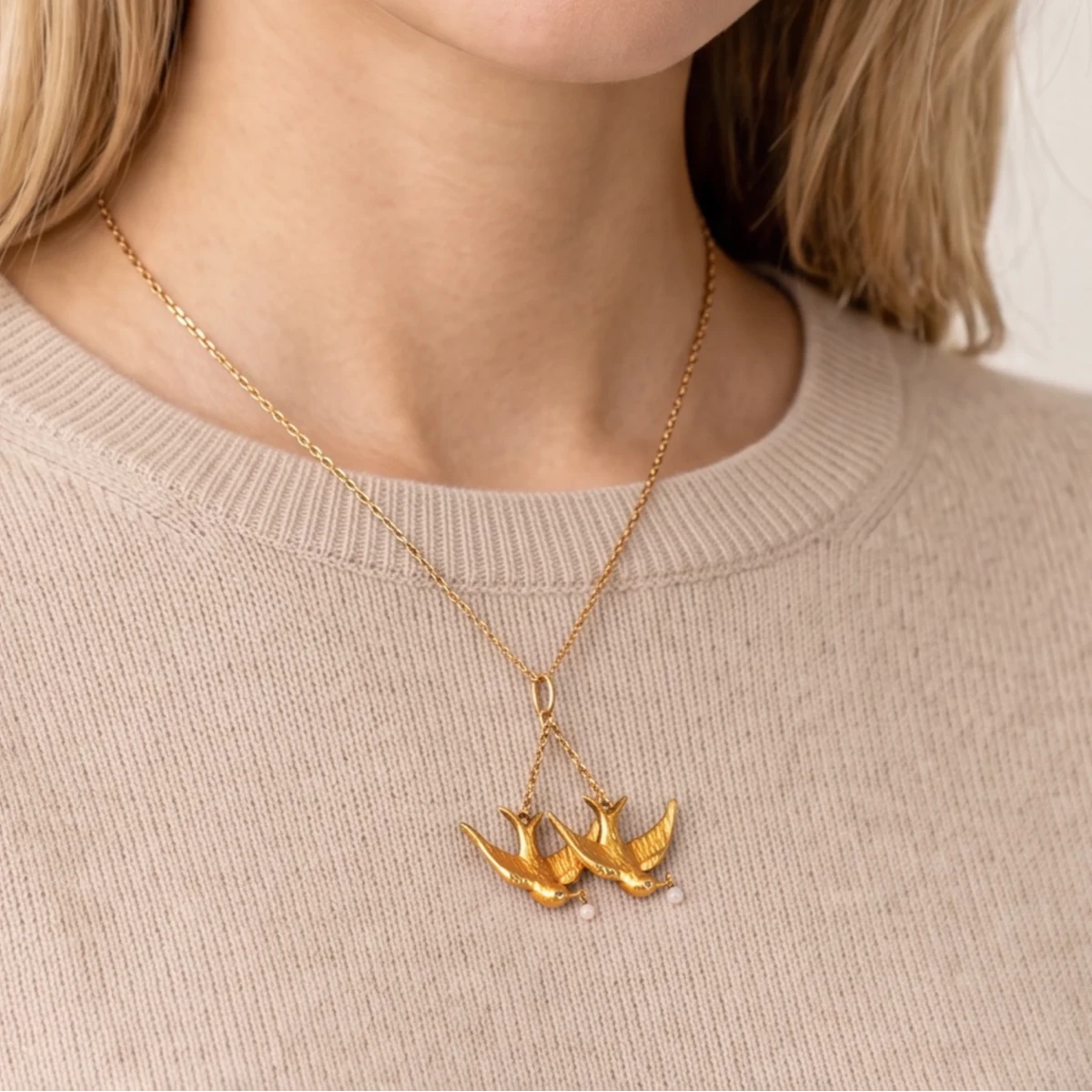Collier Pendentif en or jaune et perles - Castafiore