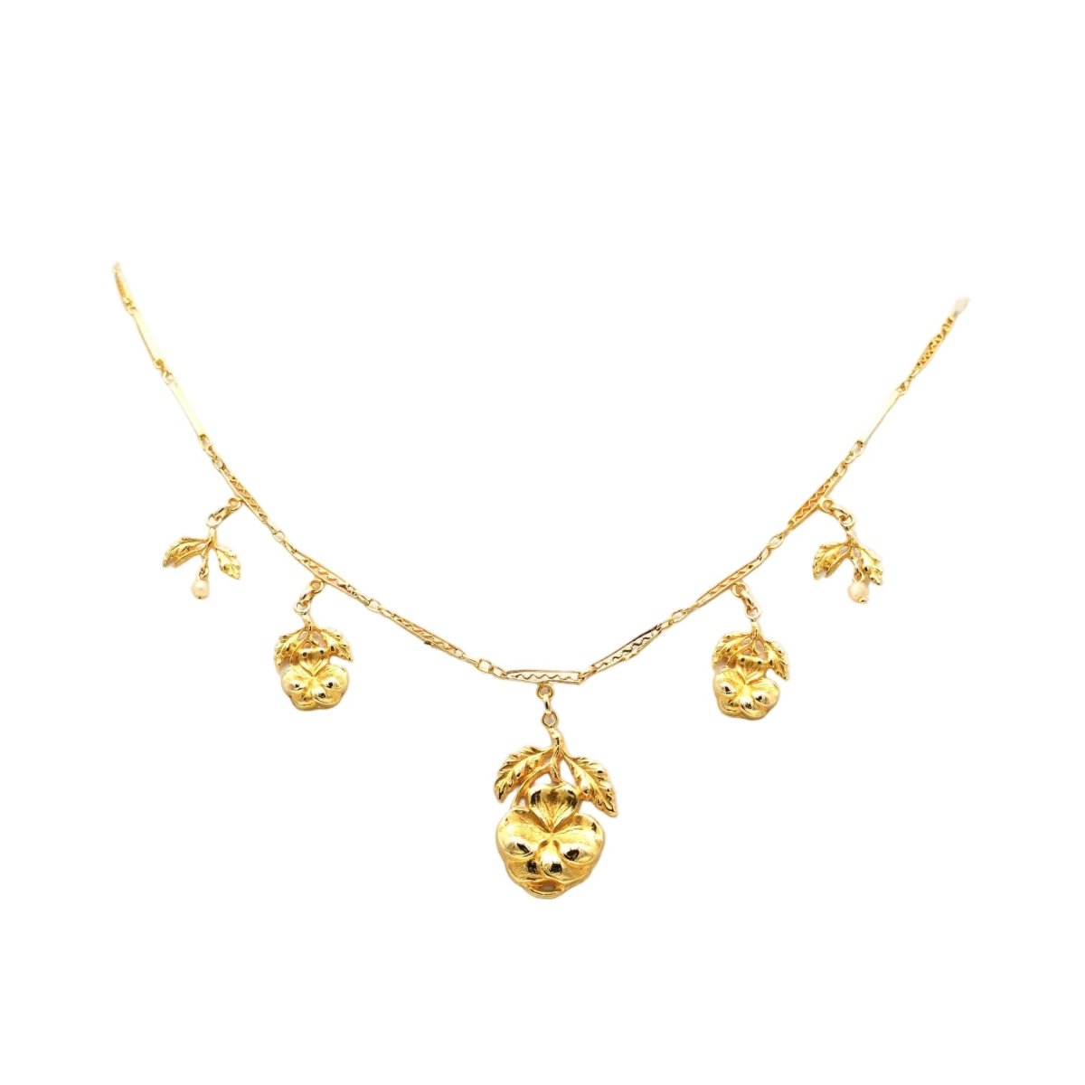 Collier Pendentif en or jaune et perles - Castafiore