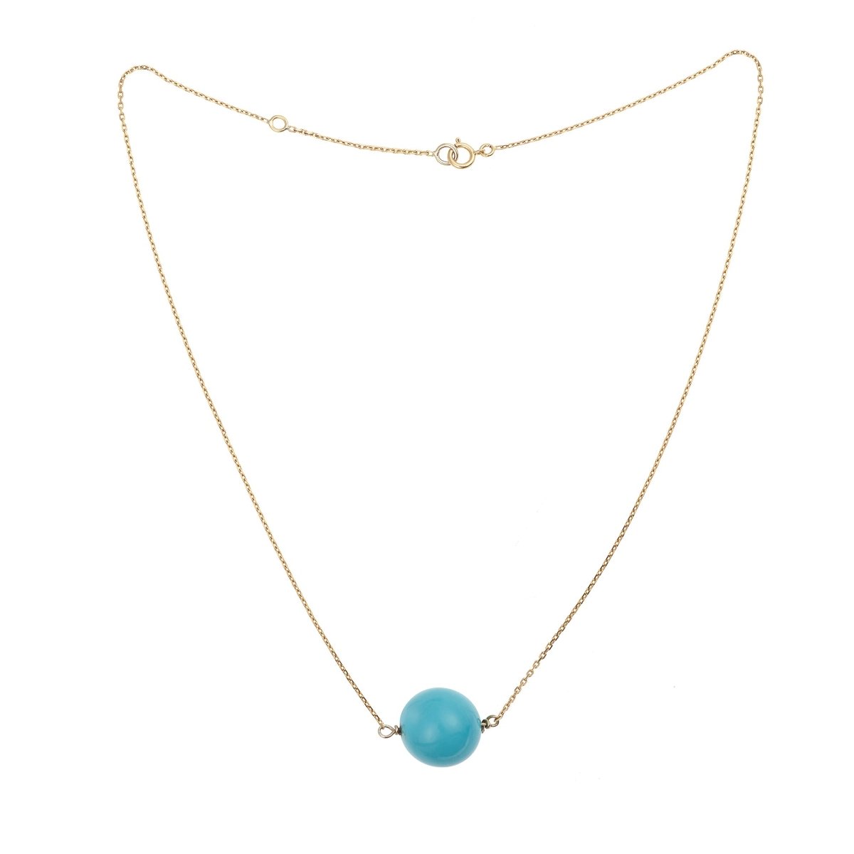 Collier Pendentif en or jaune et turquoise - Castafiore