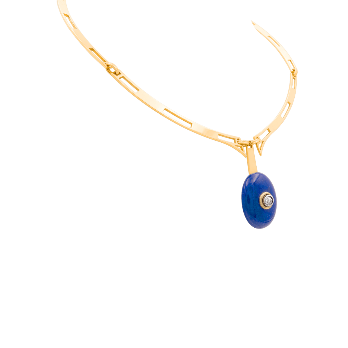 Collier Pendentif en or jaune, lapis-lazuli et diamant - Castafiore