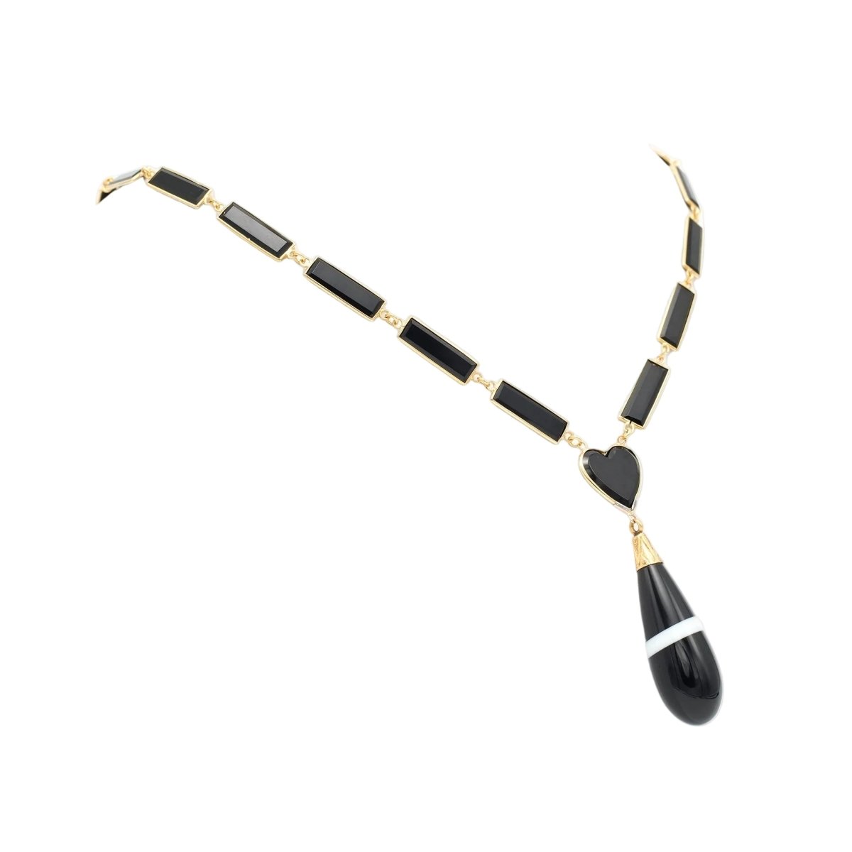 Collier Pendentif en or jaune, onyx et agates - Castafiore