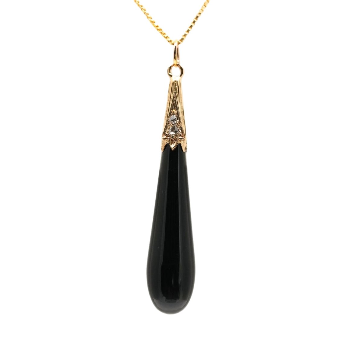 Collier Pendentif en or jaune, onyx et diamants - Castafiore