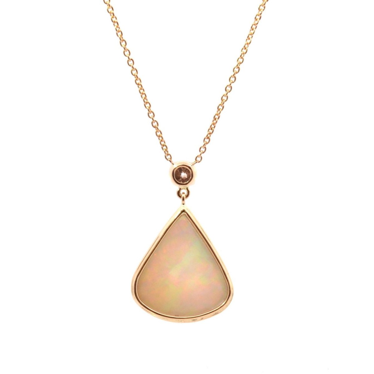 Collier Pendentif en or jaune, opale et diamant - Castafiore