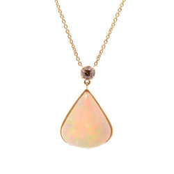 Collier Pendentif en or jaune, opale et diamant - Castafiore