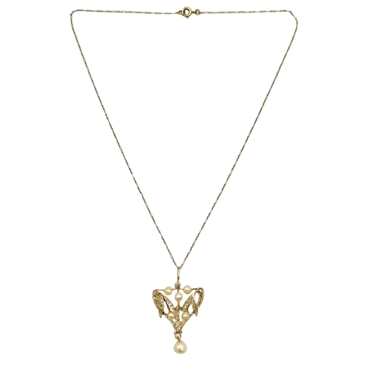 Collier Pendentif en or jaune, or blanc, perles et diamants - Castafiore