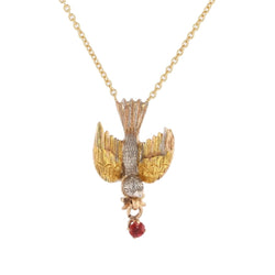 Collier Pendentif en or jaune, or rose, argent et grenat - Castafiore