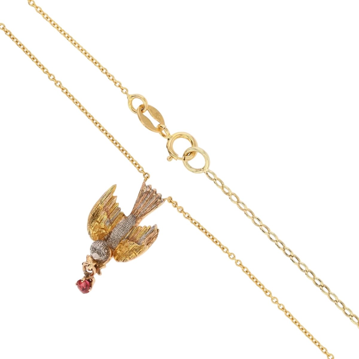 Collier Pendentif en or jaune, or rose, argent et grenat - Castafiore