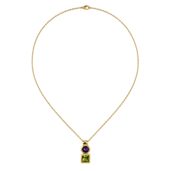 Collier Pendentif en or jaune, péridot et améthyste - Castafiore