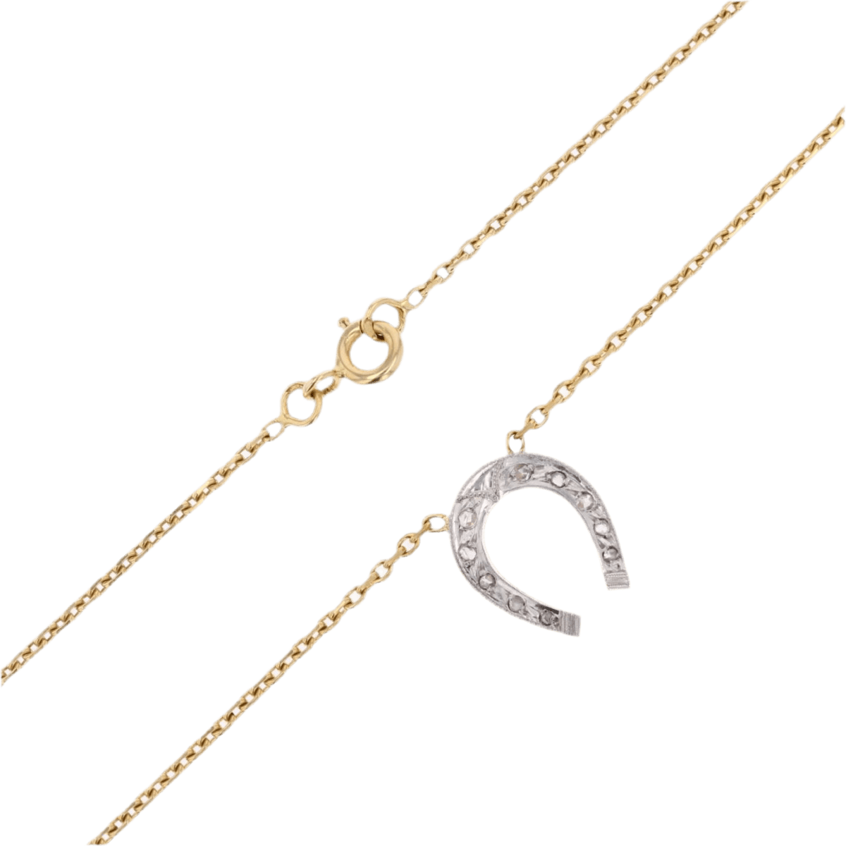 Collier Pendentif en or jaune, platine et diamants - Castafiore