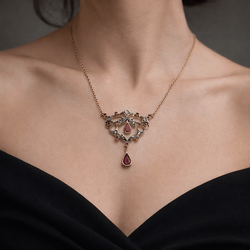 Collier Pendentif en or jaune, platine, rubis et diamants - Castafiore