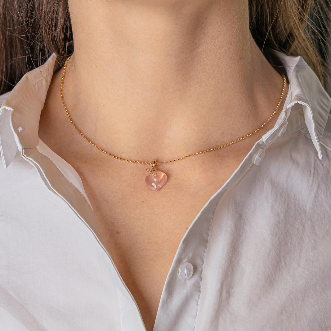 Collier Pendentif en or jaune, quartz et diamants - Castafiore