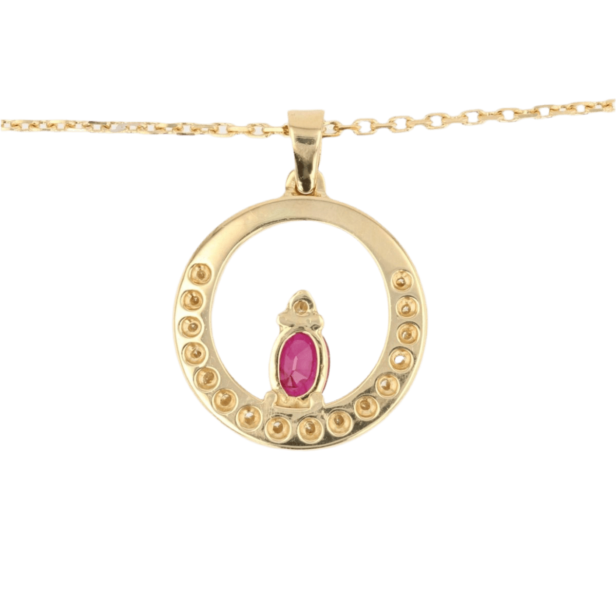 Collier Pendentif en or jaune, rubis et diamants - Castafiore