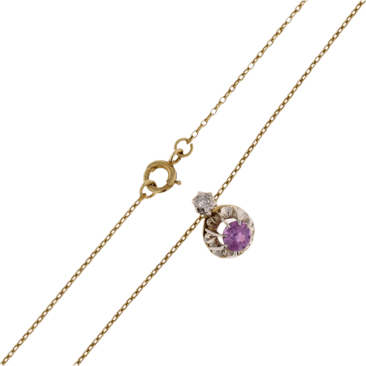 Collier Pendentif en or jaune, saphir et diamant - Castafiore