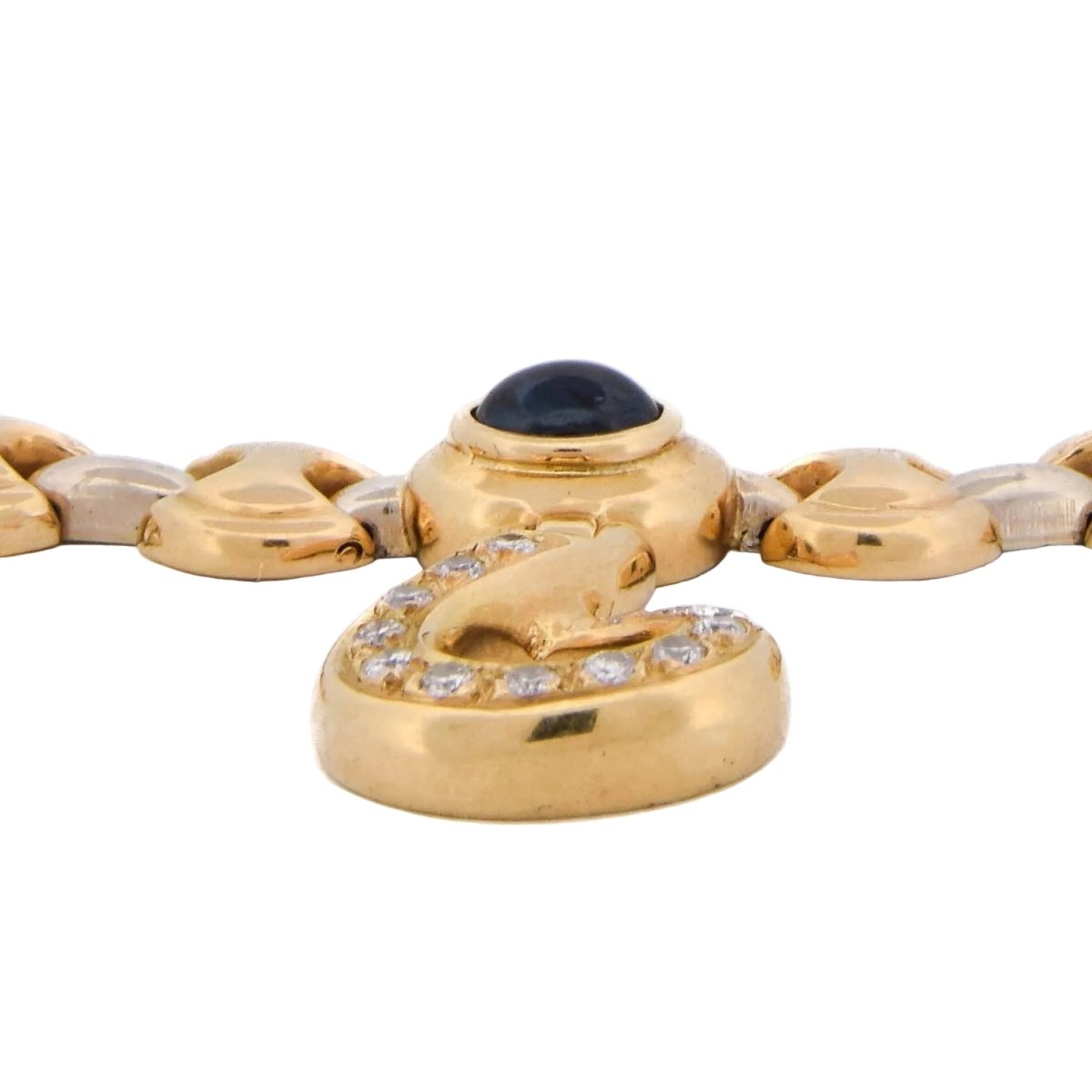 Collier Pendentif en or jaune, saphir et diamants - Castafiore