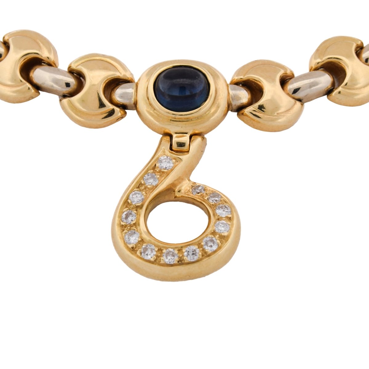 Collier Pendentif en or jaune, saphir et diamants - Castafiore