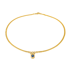 Collier Pendentif en or jaune, saphir et diamants - Castafiore