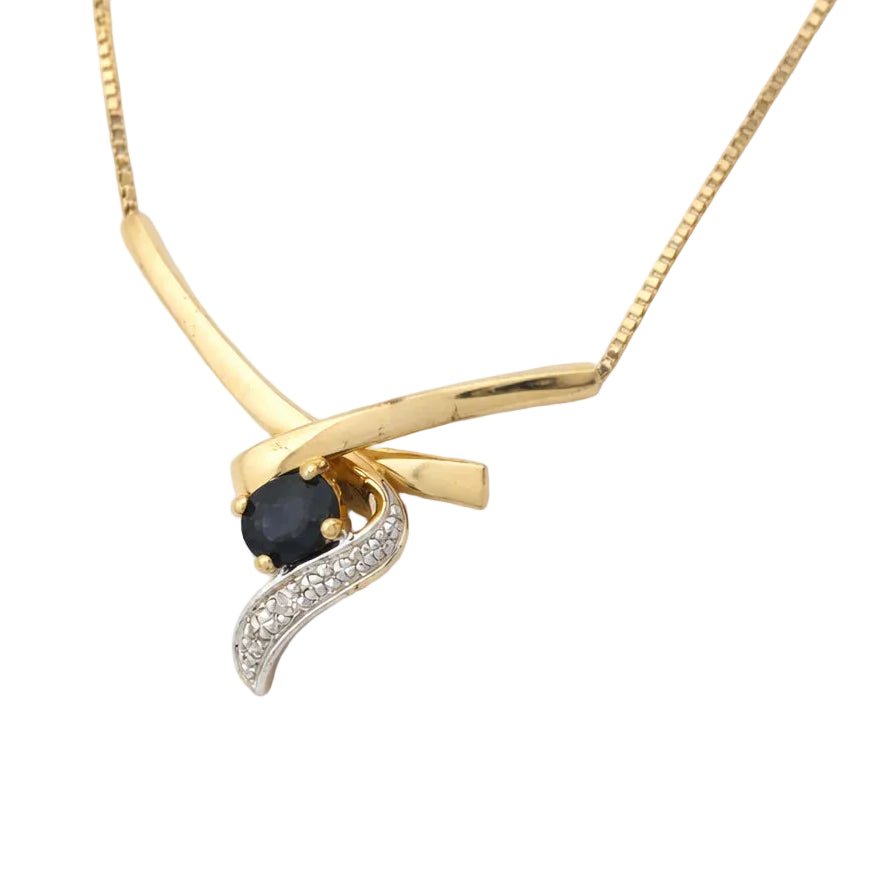 Collier Pendentif en or jaune, saphir et diamants - Castafiore