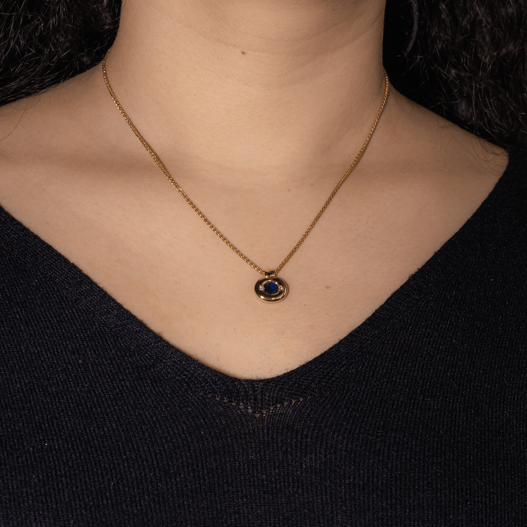 Collier Pendentif en or jaune, saphir et diamants - Castafiore